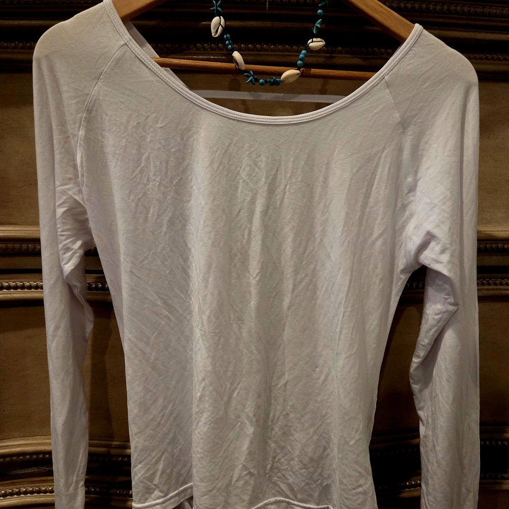 Hayden White Long-Sleeve Scoop Neck Tee
